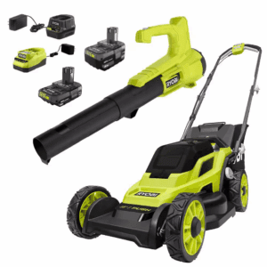 ONE+ 18V 13 In. Cordless Battery Walk behind Push Lawn Mower and 250 CFM Blower with (2) Batteries and (2) Chargers