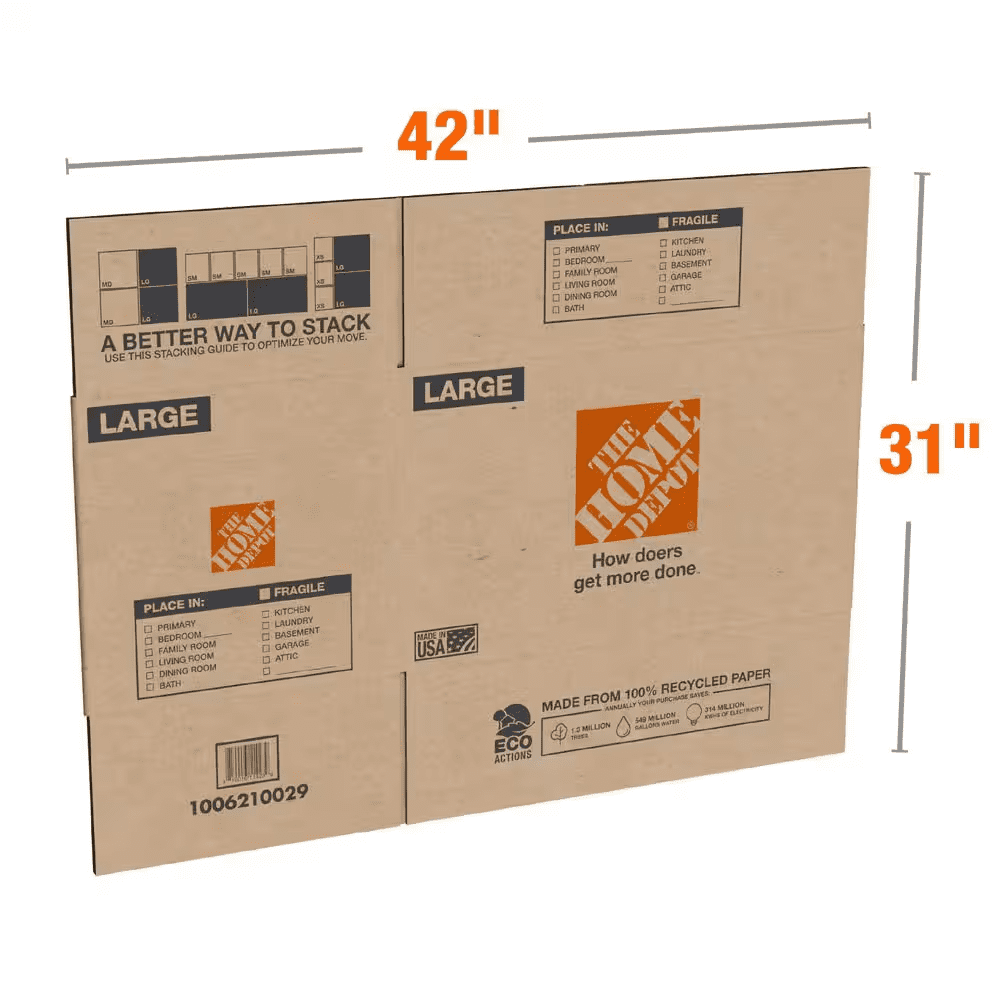 26 In. L X 16 In. W X 15 In. D Large Moving Shipping and Packing Box with Handles (10-Pack) - Image 3