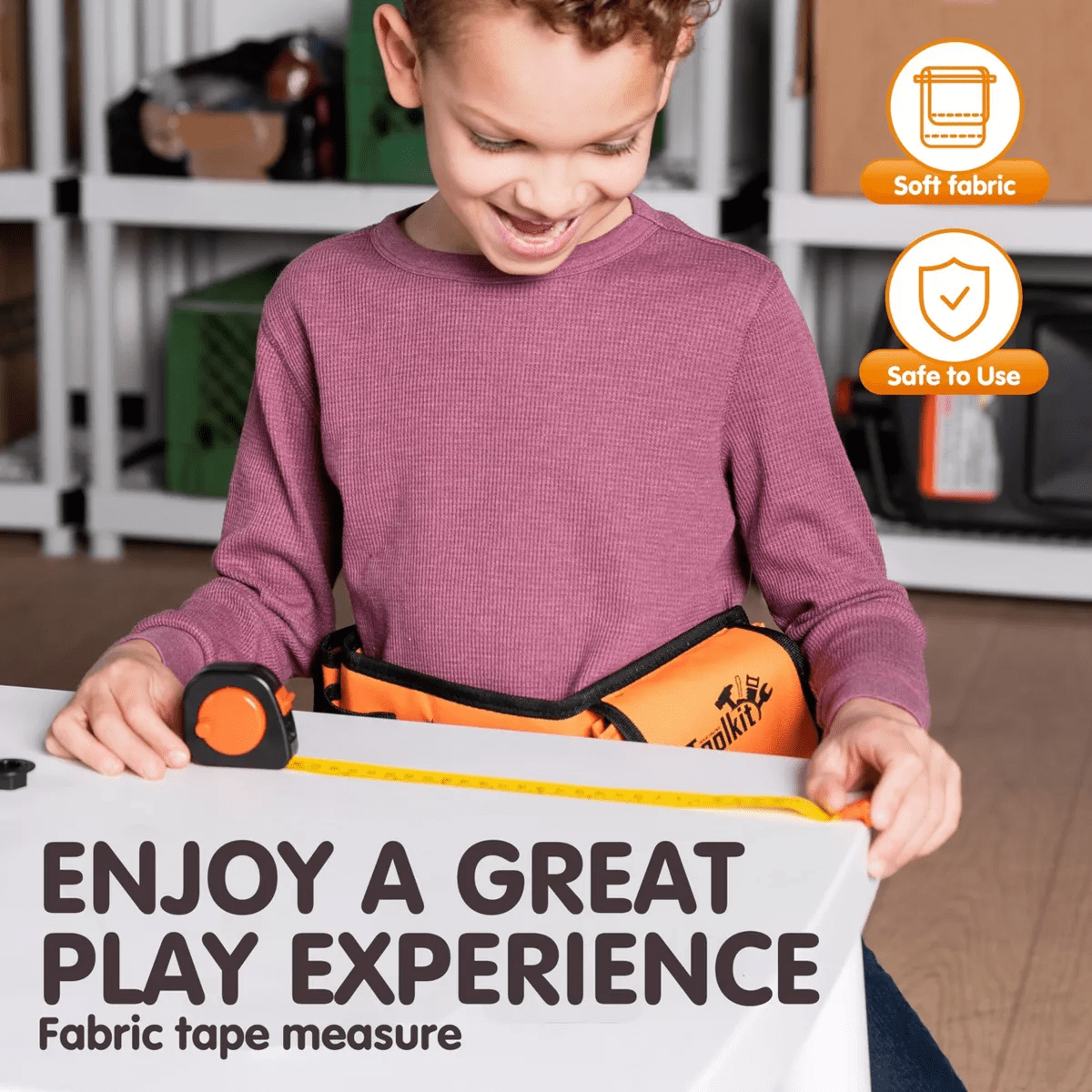 Joyfy 19Pcs Kids Tool Set, Pretend Play Toddler Power Toy Tool with Construction Tool Belt for Boy Girl, Birthday Gift Ages 2 3 4 5 6 7 Years Old - Image 6