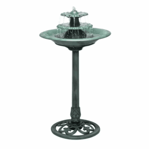 35 In. Tall Outdoor 3-Tiered Pedestal Water Fountain and Birdbath, Green