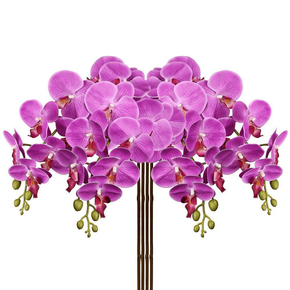 36 In. Purple Indoor Artificial Orchid Flower, 4 Pieces - Image 3