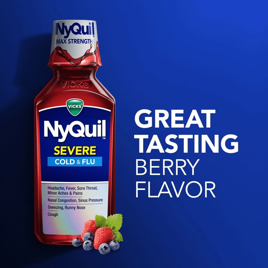 Dayquil and Nyquil Severe Cold and Flu Liquid, Cold and Flu Medicine for Adults, 2X12 Fl Oz - Image 7