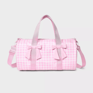 Girls' Gingham Printed and Bows Duffel Bag - Cat & Jack™ Pink
