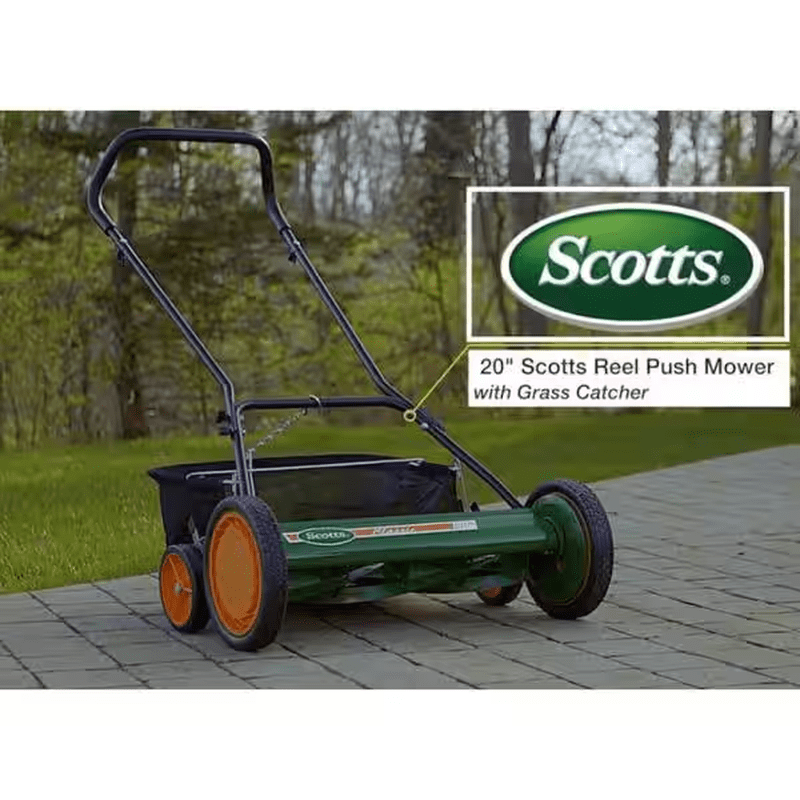 20 In. Manual Walk behind Reel Lawn Mower, Includes Grass Catcher - Image 4