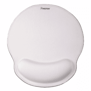 Insten Mouse Pad with Wrist Support Rest, Stitched Edge Mat, Ergonomic Support, Pain Relief Memory Foam, Round, White, 10.5 X 9.5 Inches