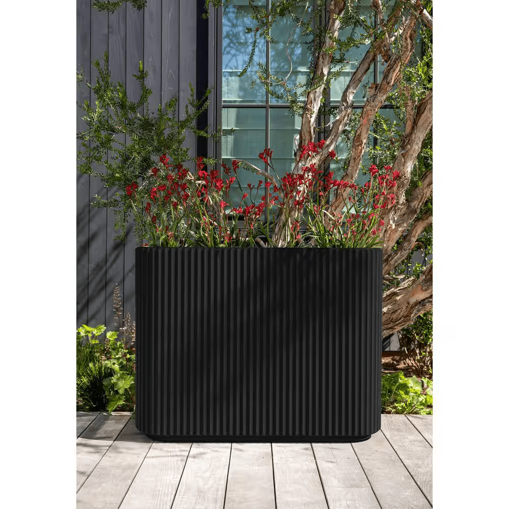 Demi Span Extra Large Black Plastic-Stone Rectangular Planter with Drainage Holes (10.25 In. L X 36 In. W X 28.25 In. H) - Image 7