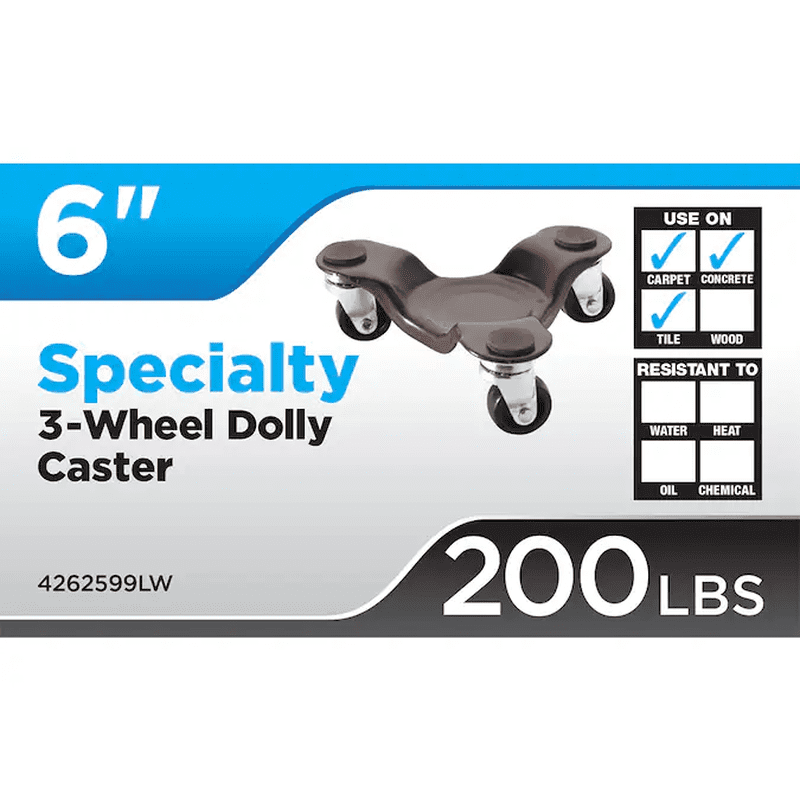 200-Lb Capacity 3 -Wheel Brown Plastic Dolly - Image 2