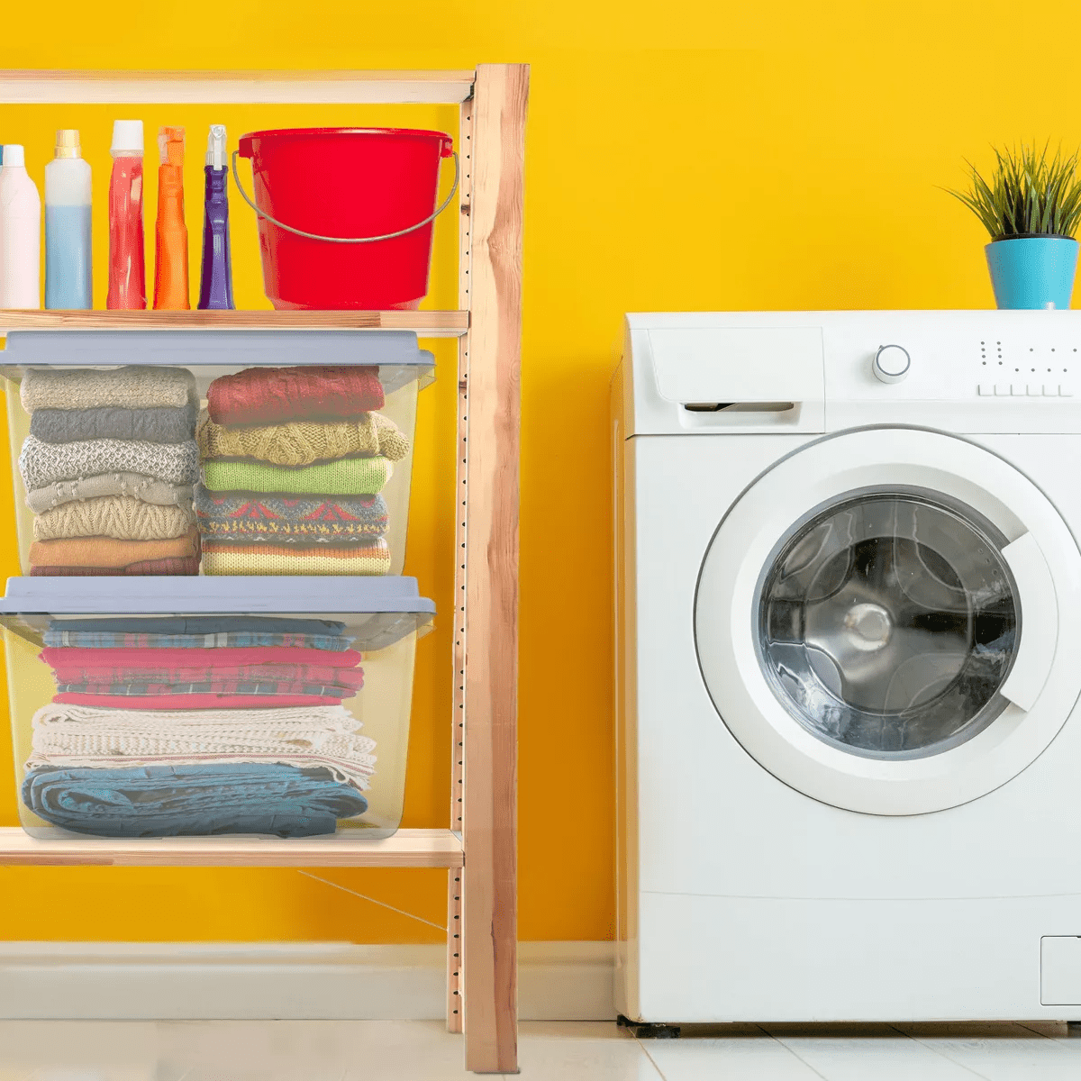 Hefty 72Qt Clear Hi-Rise Storage Bin with Stackable Lid Gray: Plastic Utility Tubs, Locking Handles, Snap Closure - Image 8