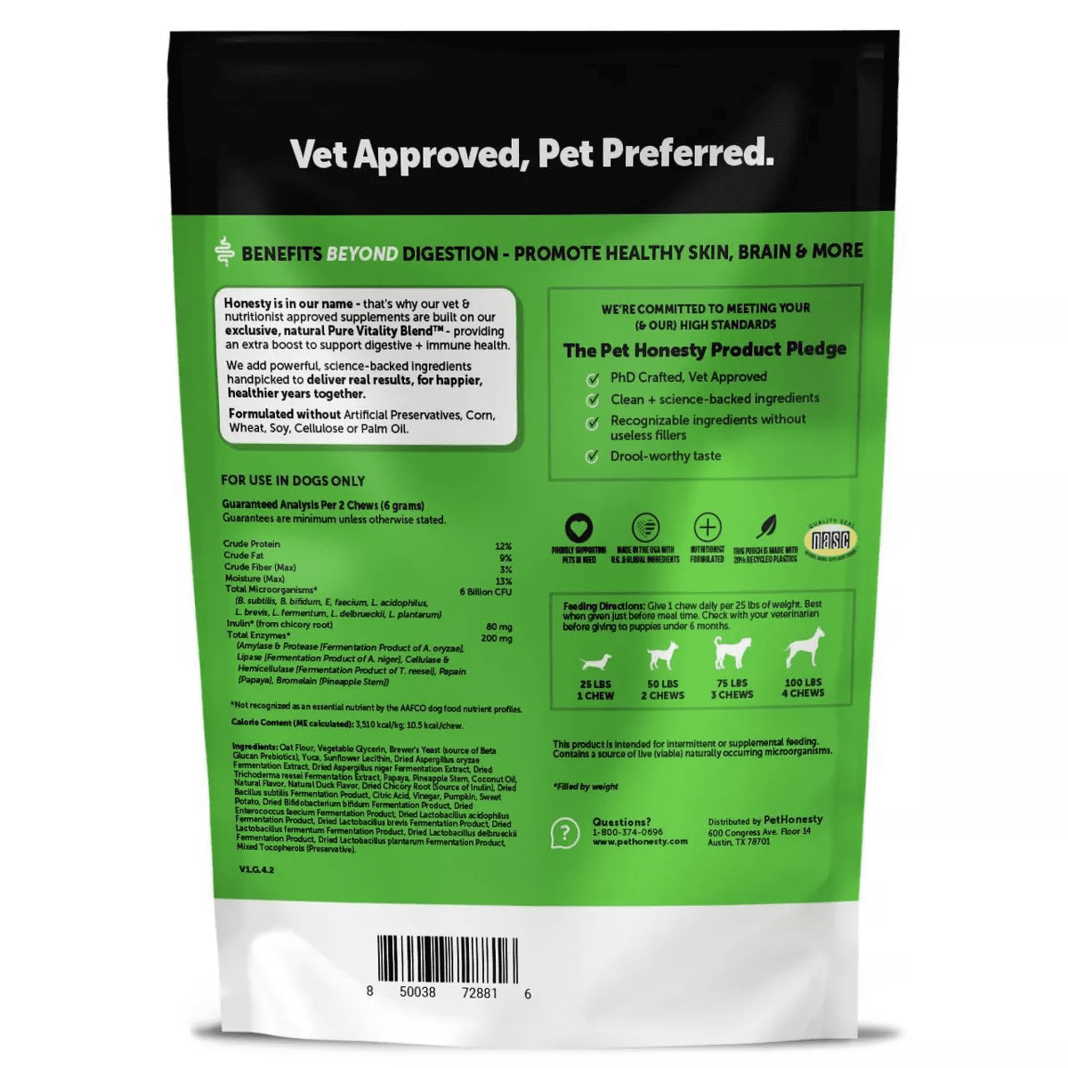 Pet Honesty Probiotics Gut & Health Duck Flavor Supplement for Dog - 60Ct - Image 2
