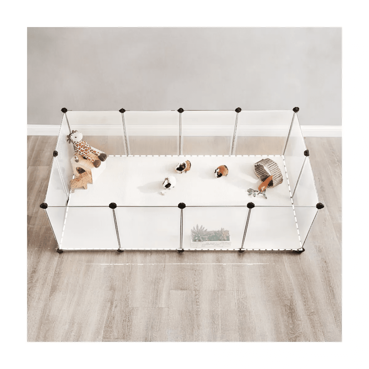 Pet Playpen with Floor, Dog Kennel, Small Animal Pen, Pet Fence Cages Indoor, DIY Plastic Enclosure for Hamsters, Rabbits, 56.3 X 28.7 X 18.1 Inches - Image 4