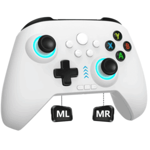 024 Wireless Gaming Controller Compatible with Pc,Ios,And Android, Bluetooth Gaming Controller with RGB Lights, Hall Joysticks/Hall Triggers, White