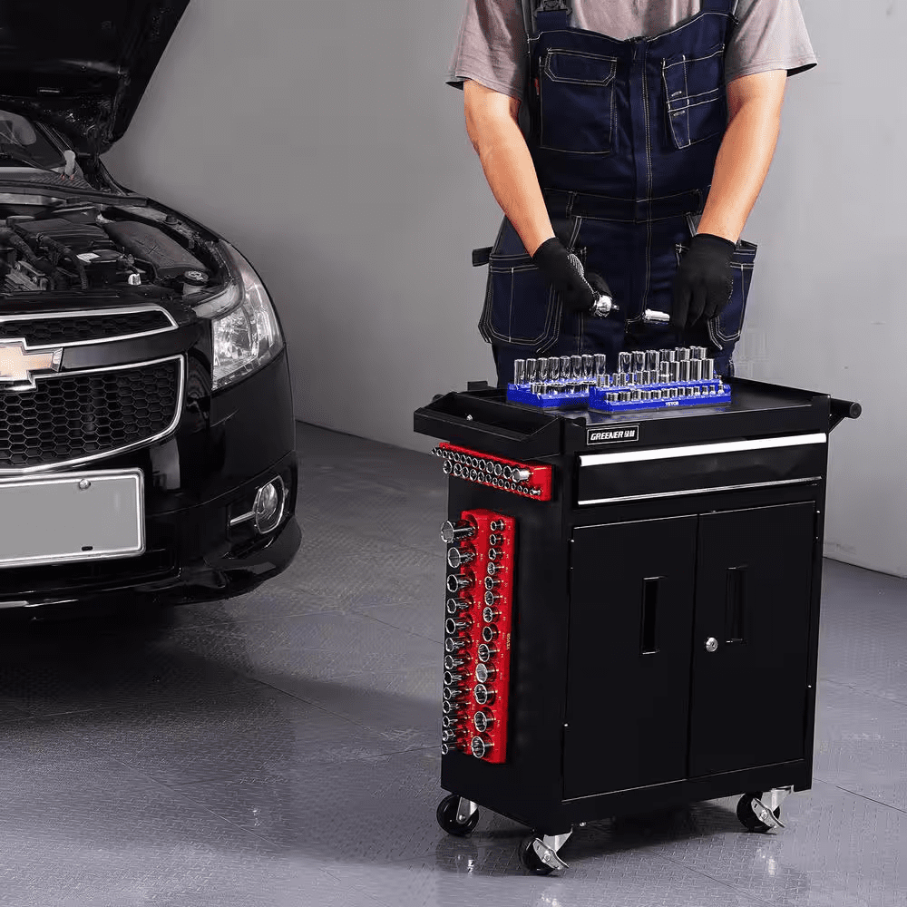 Magnetic Socket Organizer Set, 4-Pieces Magnetic Socket Holder, 1/4 In. and 3/8 In. Metric SAE Socket Trays - Image 8