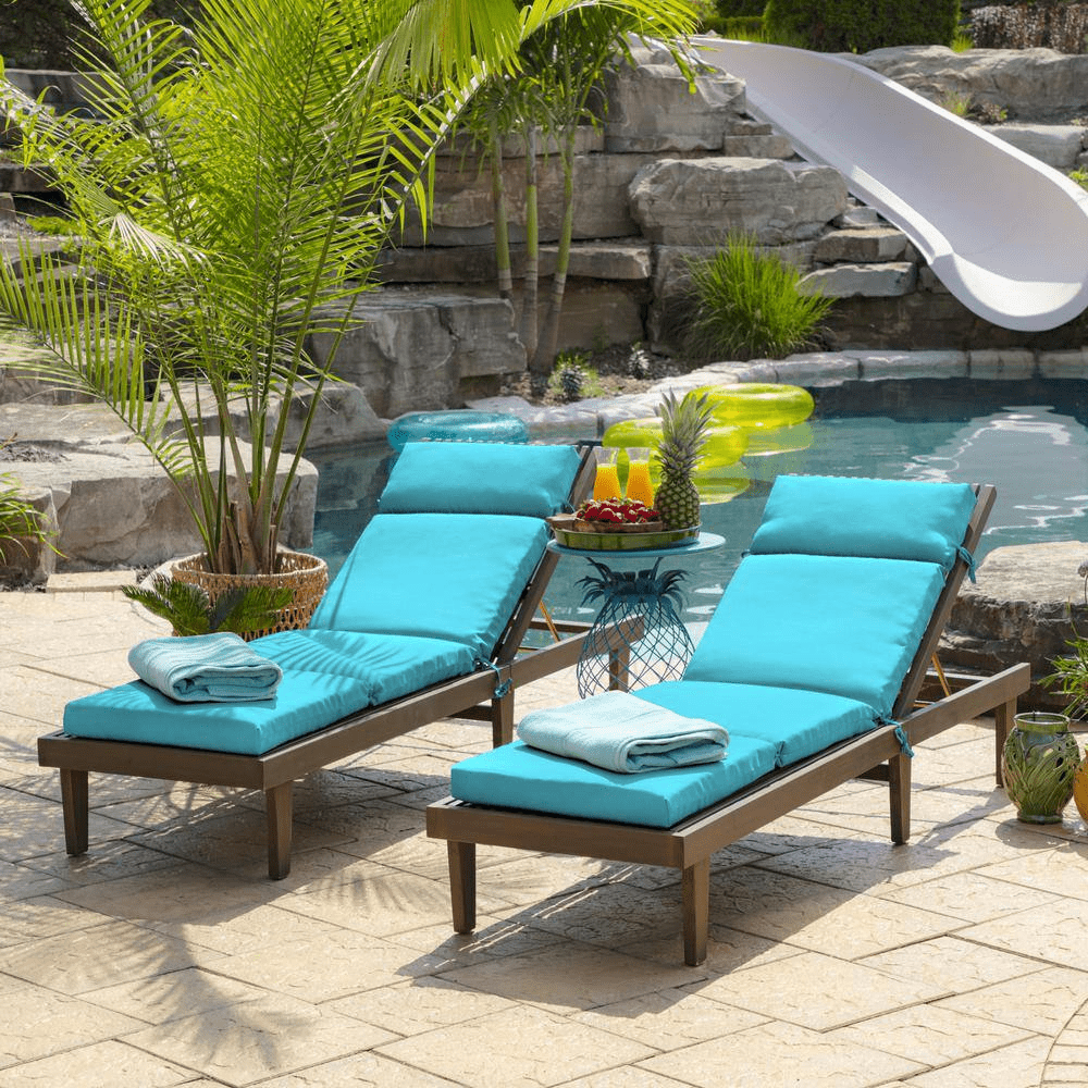 21 In. X 72 In. Outdoor Chaise Lounge Cushion in Pool Blue Leala - Image 9