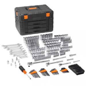 450 Pc Mechanics Tool Set, 1/4 In., 3/8 In., 1/2 In. Drive, SAE & Metric Sockets, Bits, Wrenches, Case Included