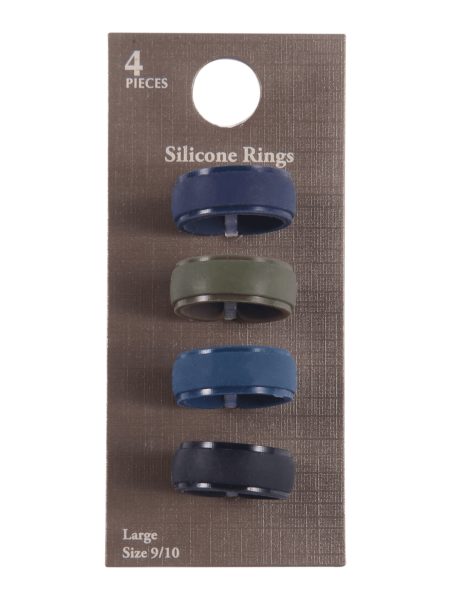 Solutions Adult Male 4Pc Blue Army Green Black Silicone Ring Set - Size 9/10 - Image 4