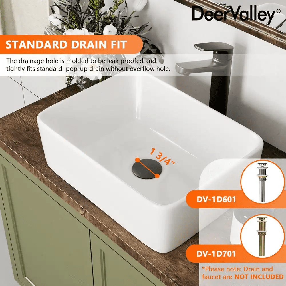 Liberty 16 In.X 12 In. Vessel Bathroom Sink in White Ceramic, Faucet Not Included - Image 7