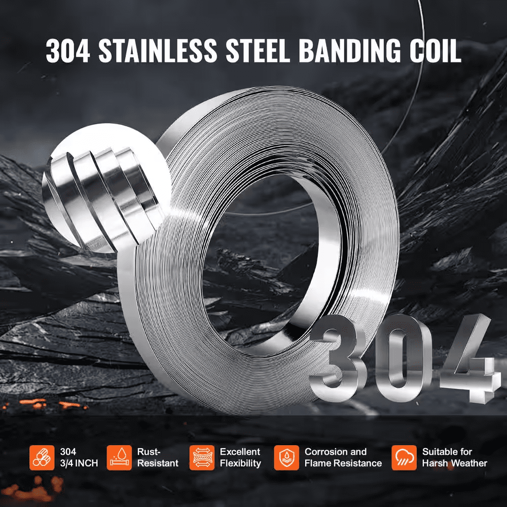 Banding Strapping Kit with Strapping Tensioner Tool, 100 Ft. Steel Strapping Belt, 100 Metal Seals for Packing - Image 5