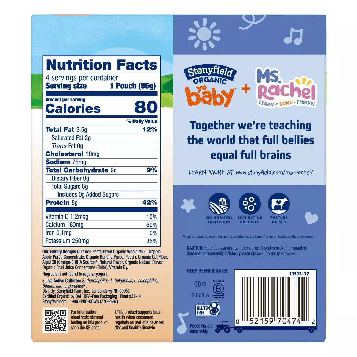 Stonyfield Organic Yobaby Whole Milk Yogurt - 4Ct/3.4Oz Pouches - Image 5