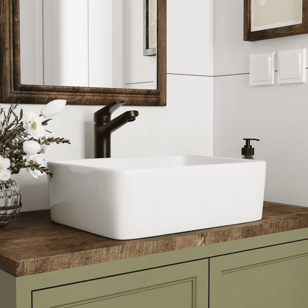 Liberty 16 In.X 12 In. Vessel Bathroom Sink in White Ceramic, Faucet Not Included - Image 13