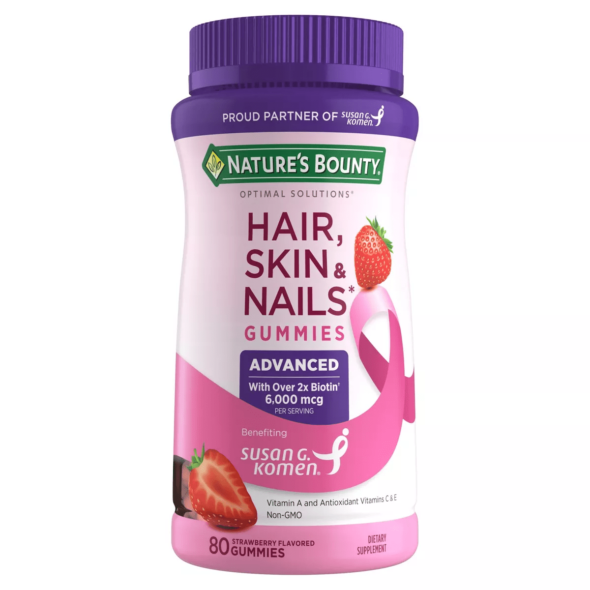 Nature'S Bounty Optimal Solutions Advanced Hair, Skin & Nails Gummies with Biotin - 80Ct