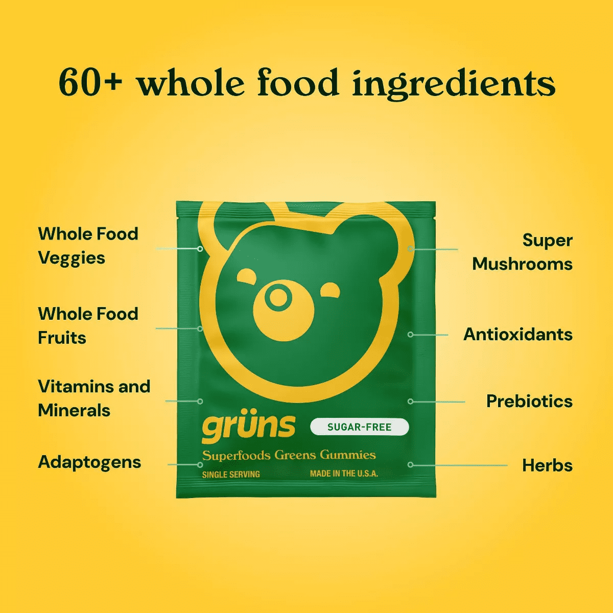 Grüns Adult Sugar-Free Superfoods Greens Gummies - 96Ct/12 Servings - Image 4