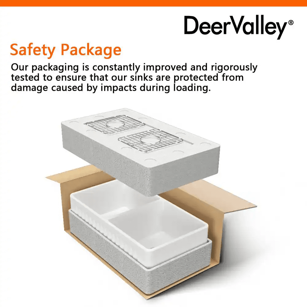 Eclipse White Ceramic 33 In. L 50/50 Rectangular Double Basin Farmhouse Apron Kitchen Sink with Grid and Strainer - Image 14