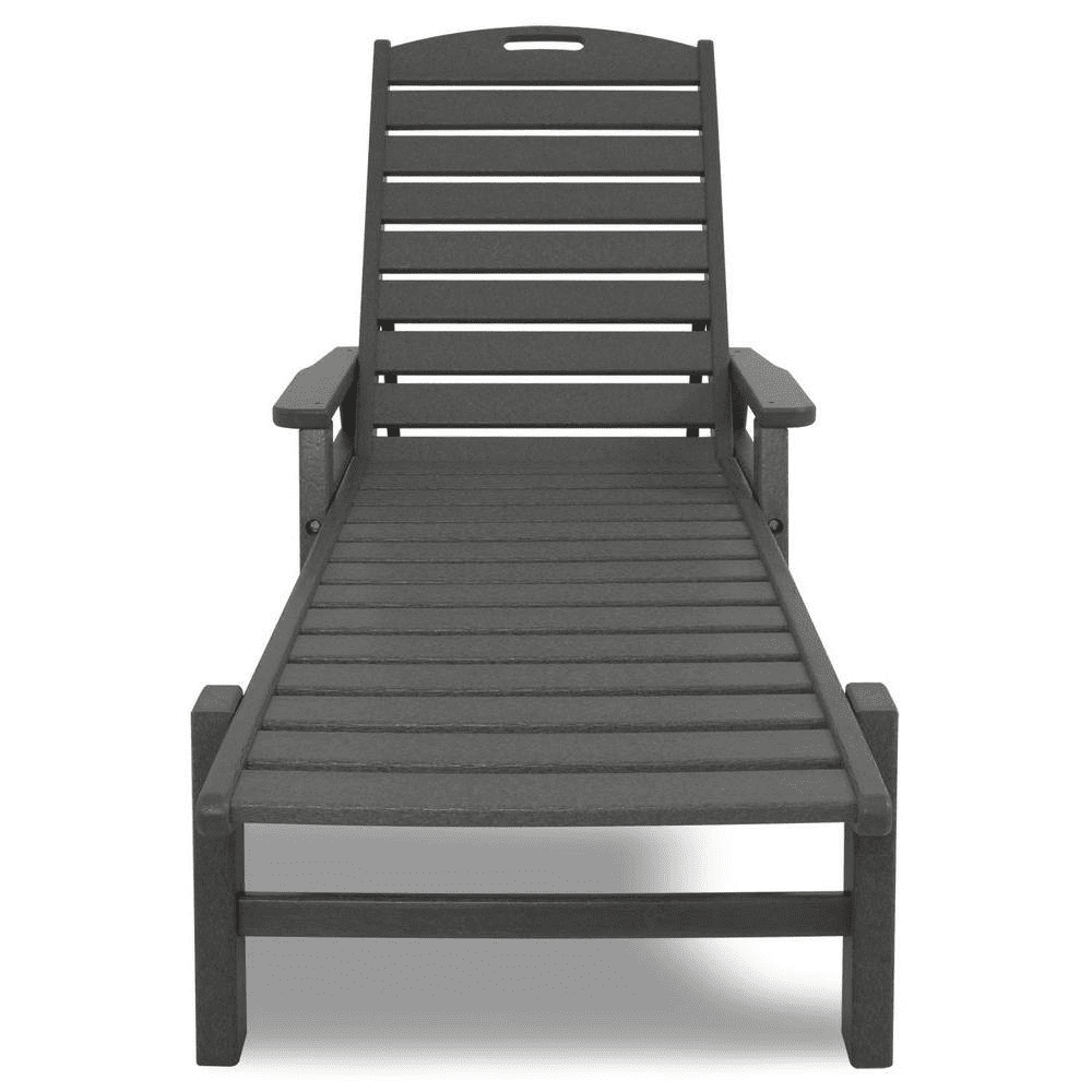 Nautical Slate Grey Stackable Plastic Outdoor Patio Chaise Lounge - Image 7