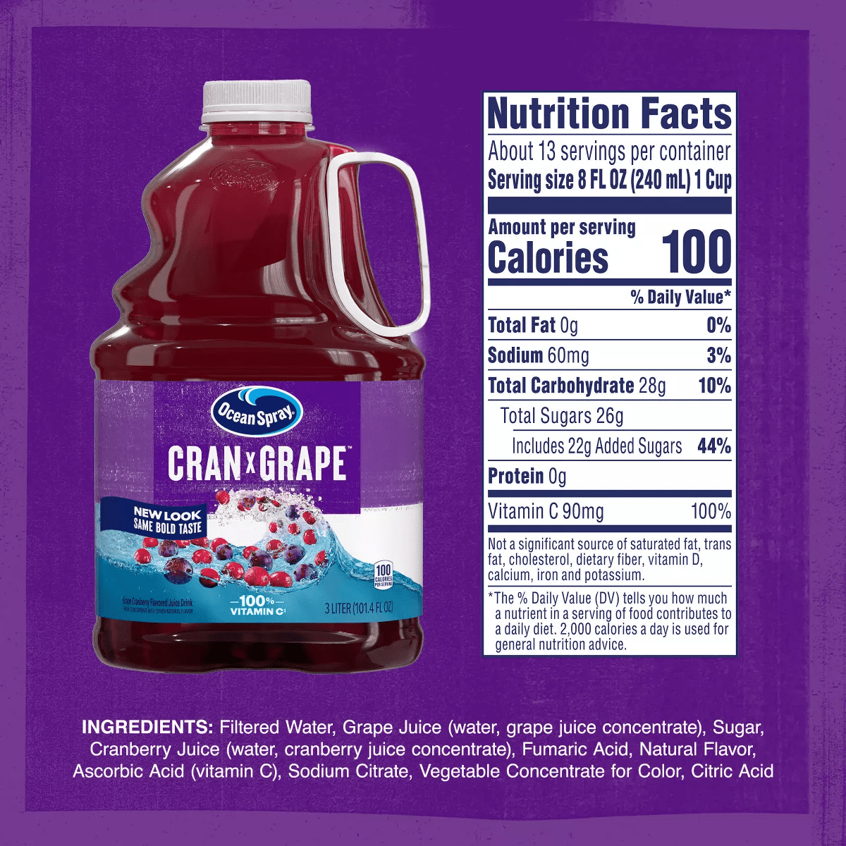 Ocean Spray Cranberry Grape - 101 Fl Oz Bottle - Image 3