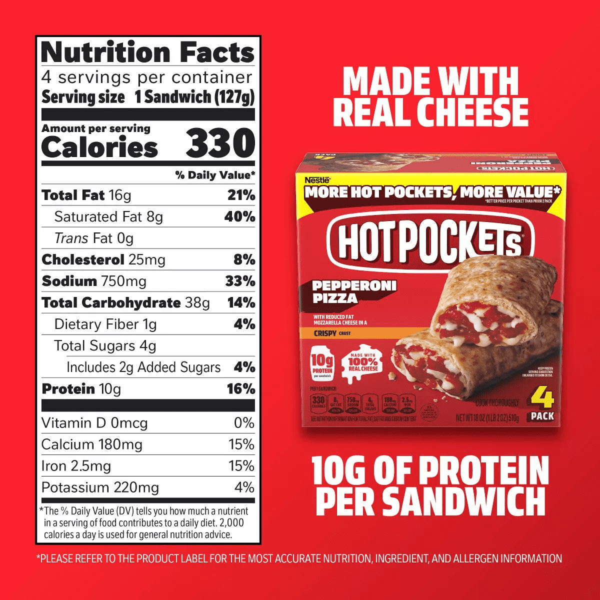Hot Pockets Pepperoni Pizza Frozen Snacks - 18Oz/4Ct - Image 7