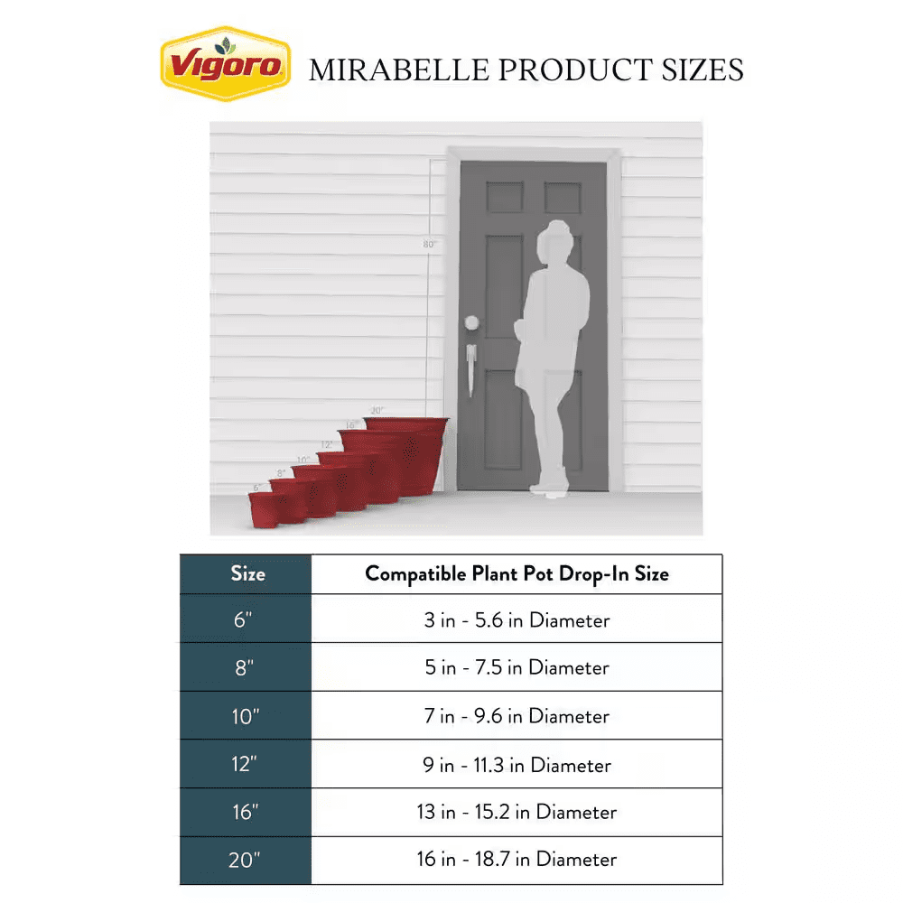 20 In. Mirabelle Large Black Plastic Planter (20 In. D X 17 In. H) with Drainage Hole and Attached Saucer - Image 6