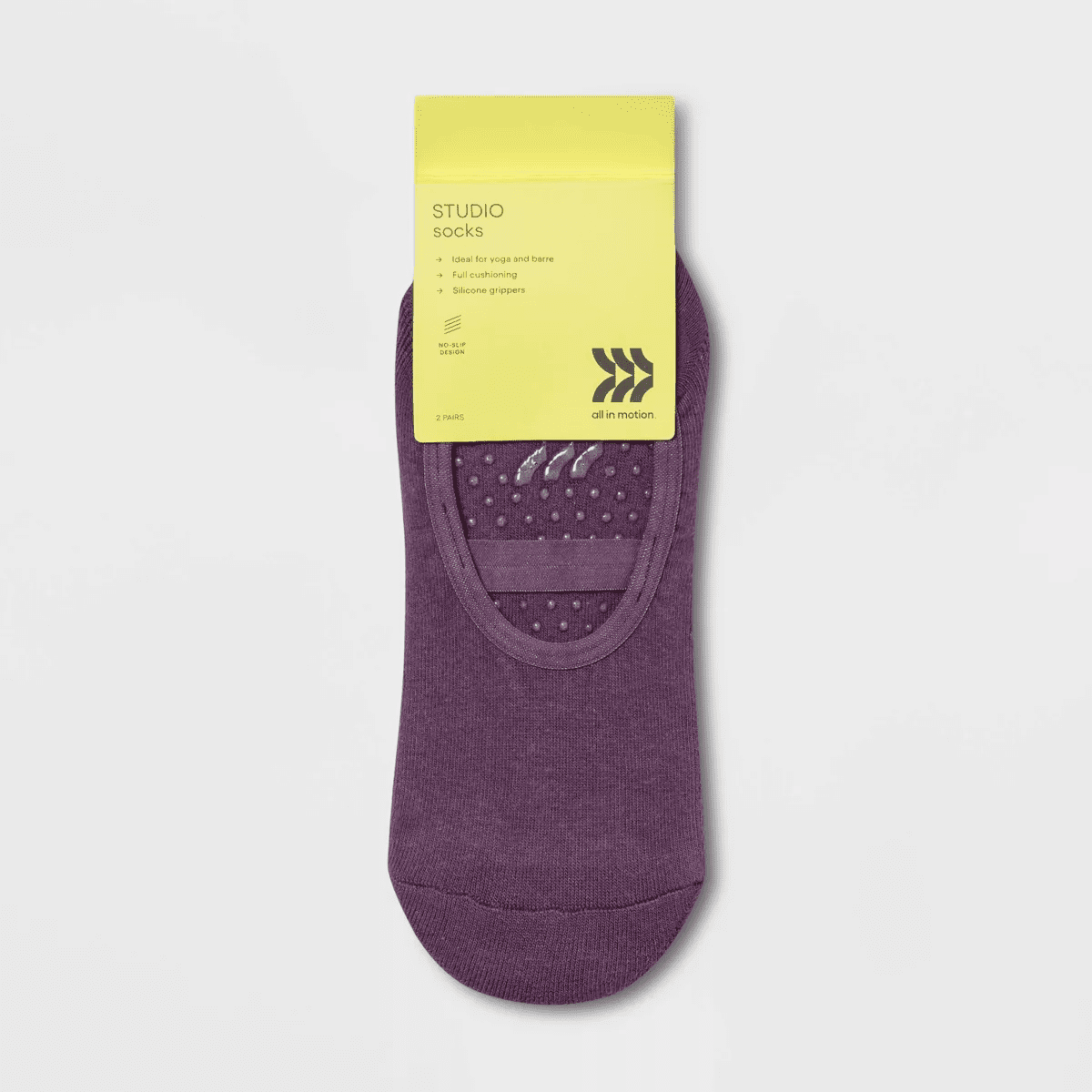Solid Barre Liner Socks 2Pk - Brown/Purple - All in Motion™: Cotton, Nylon Yoga Accessories - Image 2