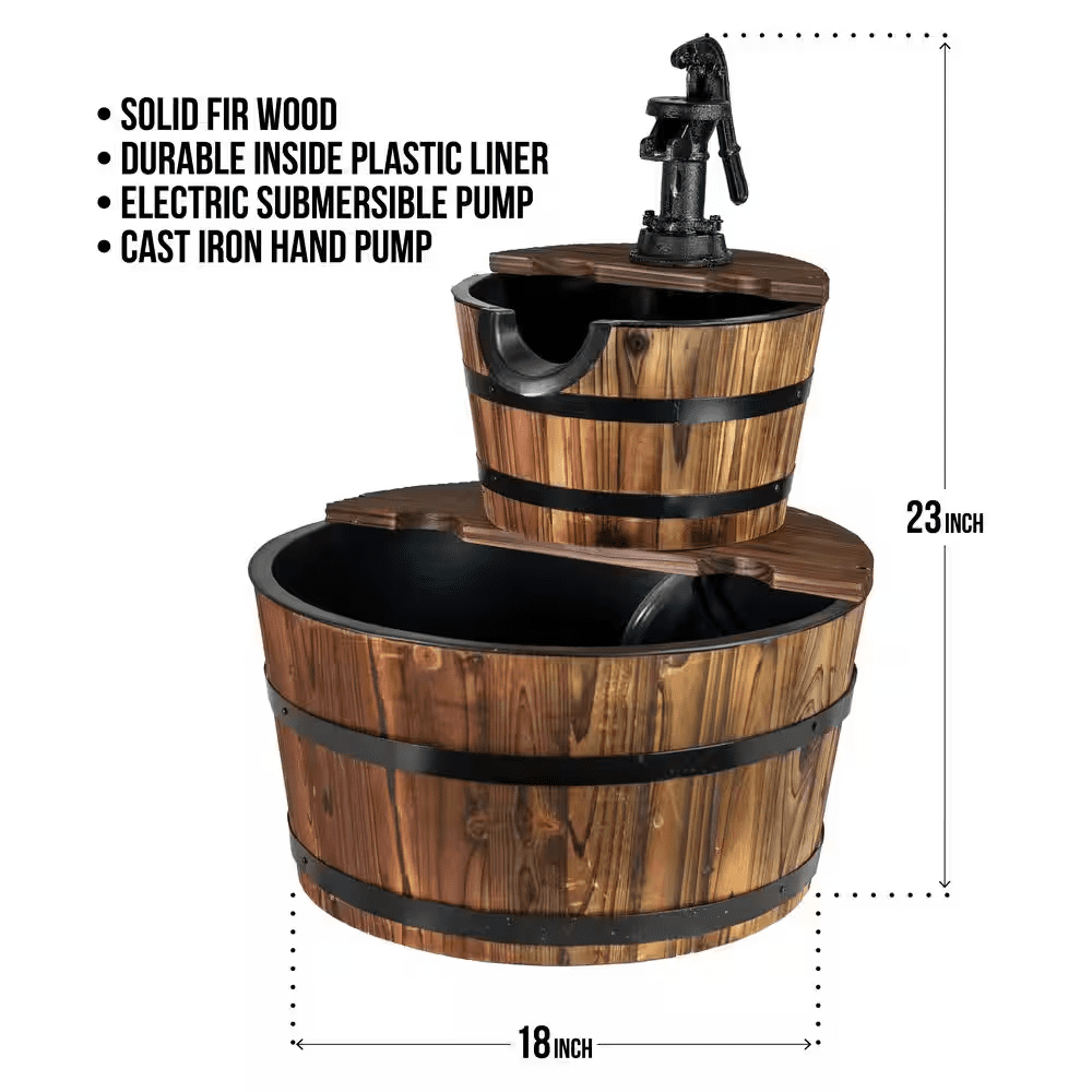 Wood 2-Tiered Country Fountain - Image 7