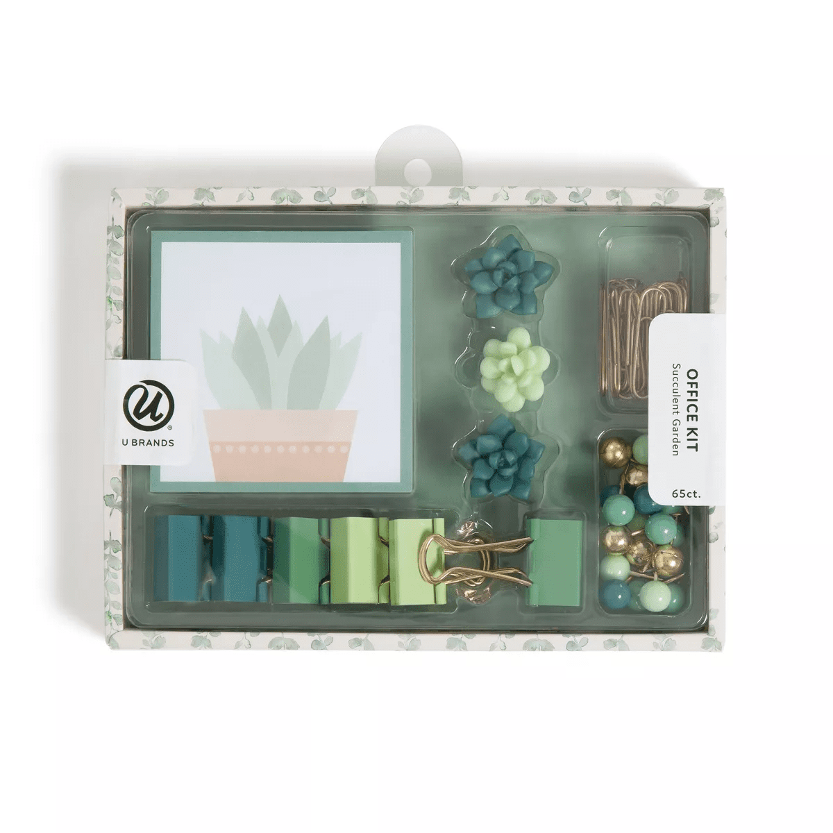 U Brands 65Ct Office Accessories Kit with Sticky Notepad Succulents - Image 2