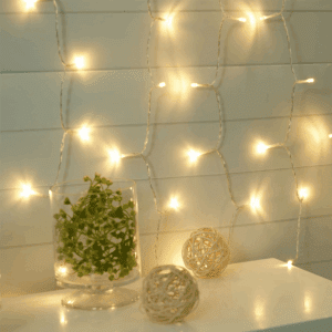 96-Count Indoor Curtain Lights, with Warm White LED Light Bulbs, Corded Electric