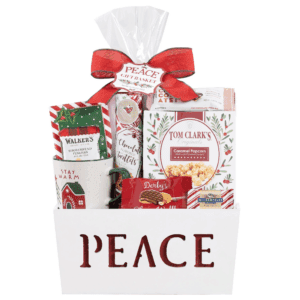 Holiday “Peace” Gift Basket with 12 Oz Mug Packed with Sweet and Savory Treats by Houdini