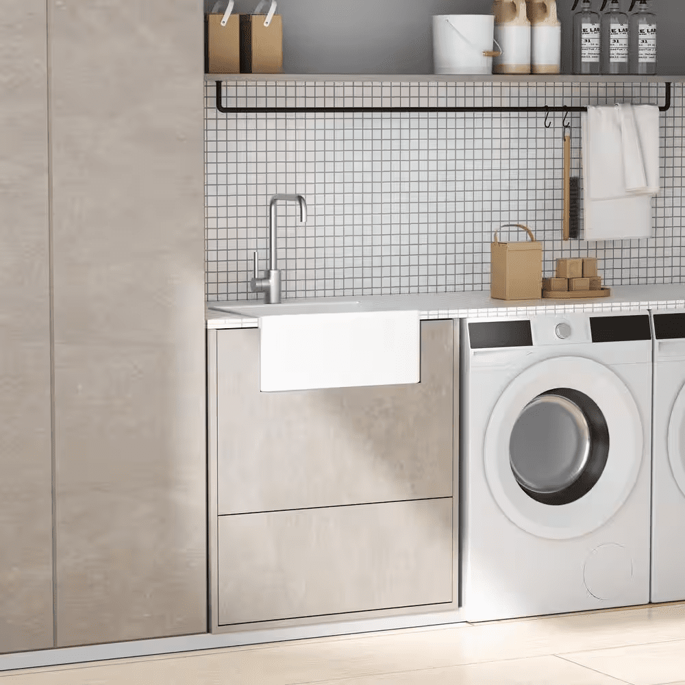 White Fireclay 24 In. L X 18 In. W Single Bowl Farmhouse Apron Kitchen Sink with Grid and Strainer - Image 10