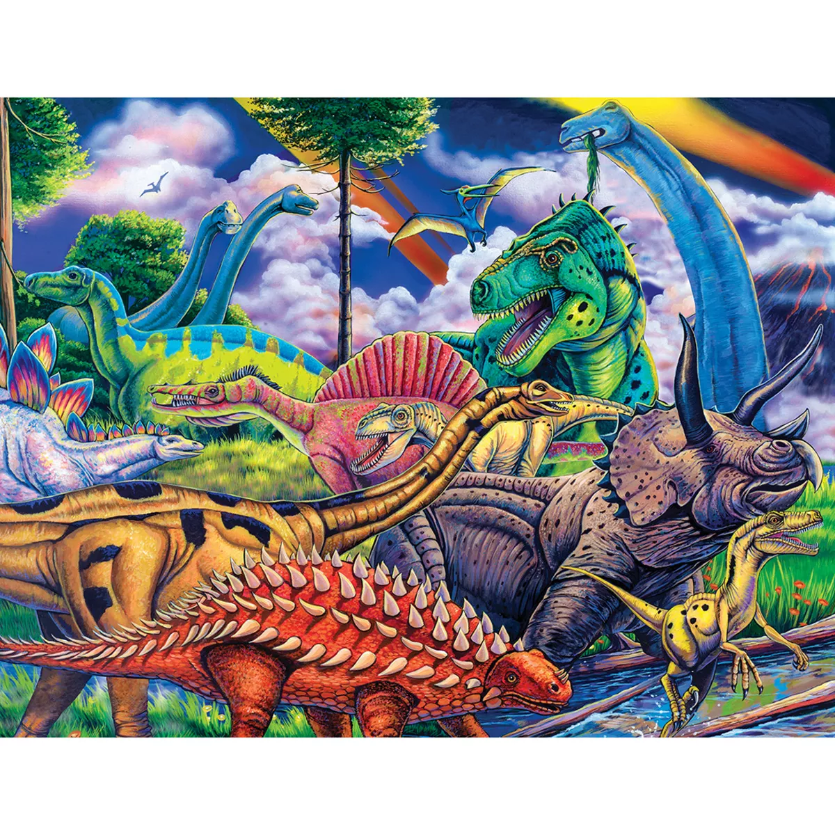 Masterpieces 100 Piece Puzzle for Kids - Dinosaur Friends - 11.5"X15" - Image 3