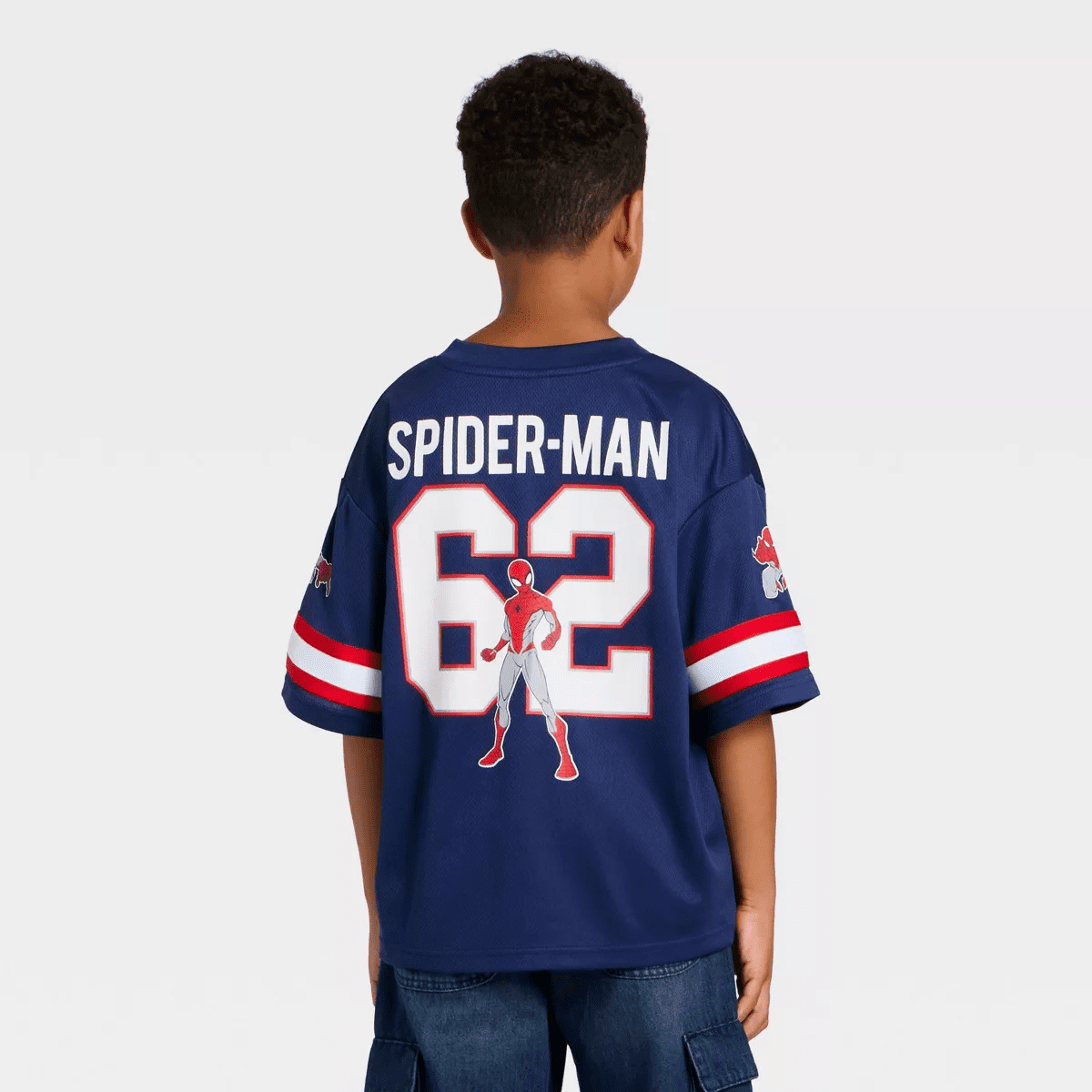 Boys' Marvel Spider-Man Mesh Football Jersey - Red/White/Navy Blue - Image 3