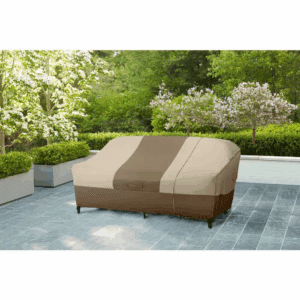 38 In. L X 77.3 In. W X 31 In. H Beige Patio Furniture Loveseat and Sofa (2-In-1) Cover