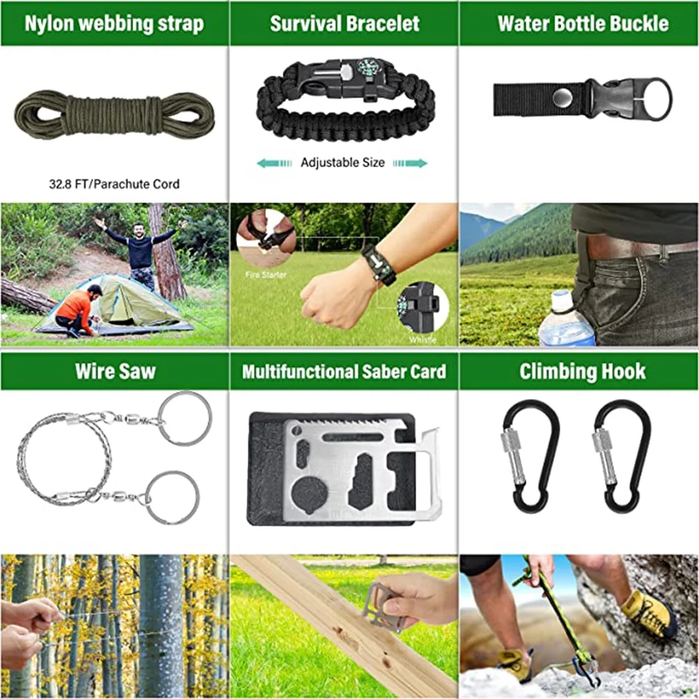 Survival Kit and First Aid Kit, 142Pcs Professional Survival Gear and Equipment for Boating Hunting Camping Hiking Outdoor Adventure - Image 8