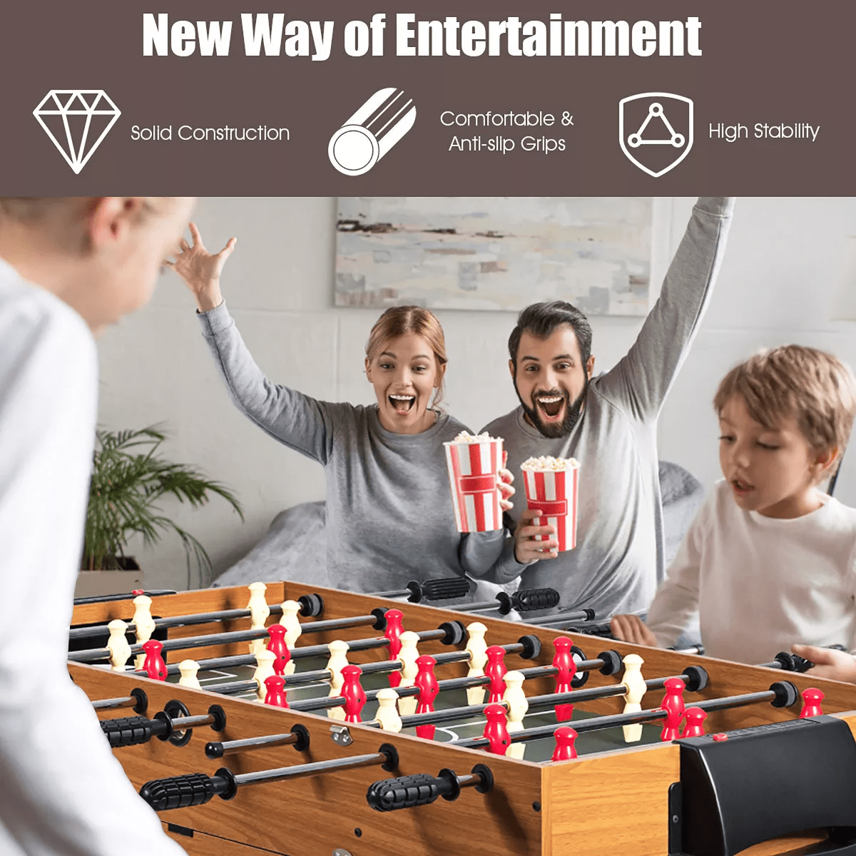 Costway 48'' 3-In-1 Multi Combo Game Table Foosball Soccer Billiards Pool Hockey for Kids - Image 5