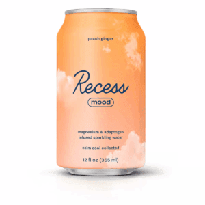 Recess Mood Peach Ginger Sparkling Water with Magnesium L-Threonate - 12 Fl Oz Can