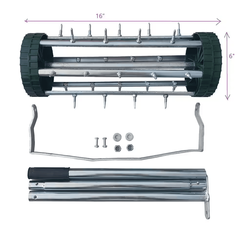 Rotary Push Tine Spike Soil Lawn Aerator Gardening Tool with Long Steel Handle for Garden Yard Grass Maintenance, Silver - Image 6