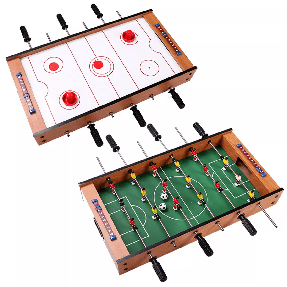 Costway 2 in 1 Table Game Air Hockey Foosball Table Christmas Gift for Kids Indoor Outdoor
