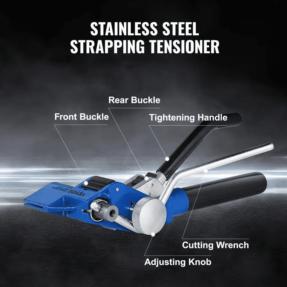 Banding Strapping Kit with Strapping Tensioner Tool, 100 Ft. Steel Strapping Belt, 100 Metal Seals for Packing - Image 4