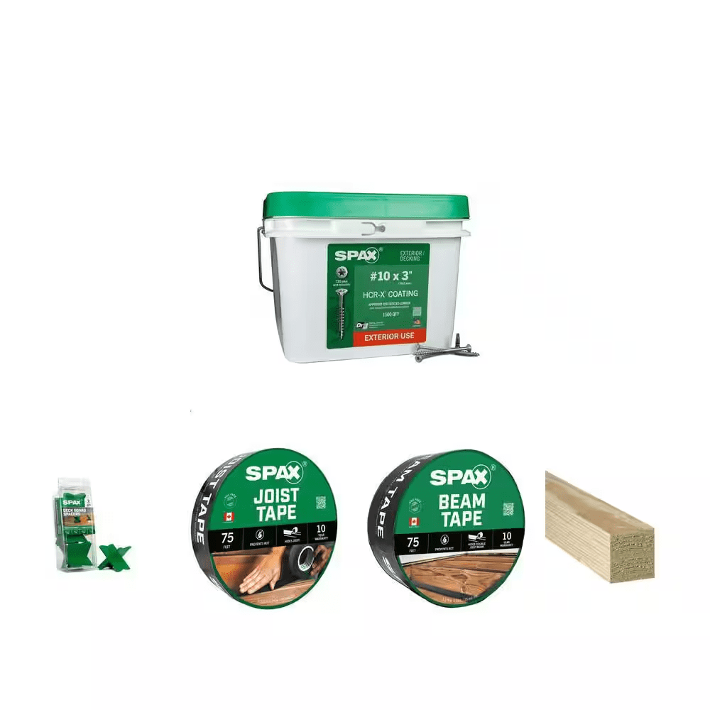 #10 X 3 In. Deck Screws (1500-Each) with Spacer Tool (3-Each), 1 5/8 In., 3 1/3 In. Deck Tape and 4 In. Timber