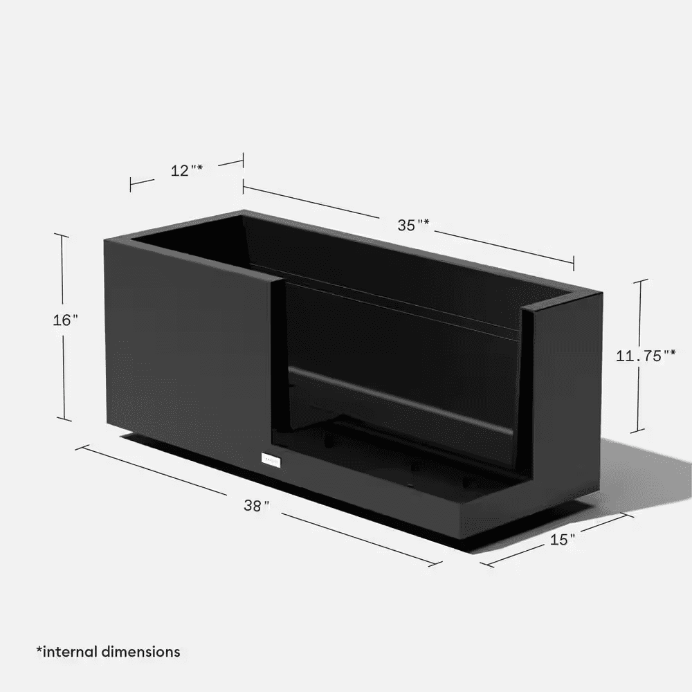 Long Box Extra Large Black Plastic Rectangular Planter with Drainage Holes (15 In. L X 38 In. W X 16.25 In. H) - Image 3