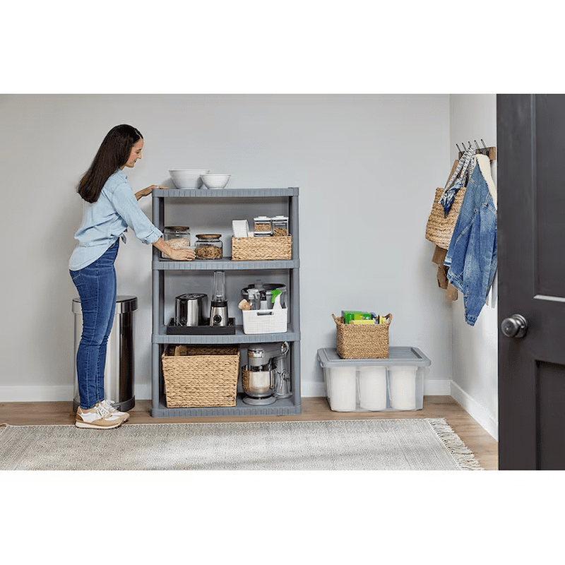 4 -Tier Gray Plastic Utility Shelving Unit with Solid Shelves ( 34.75-In W X 15.06-In D X 52.625-In H ) - Image 7