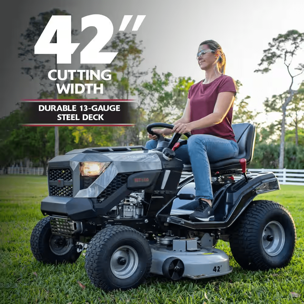 MT100 42 In. 13.5 HP 500Cc E1350 Series Briggs and Stratton Engine 6-Speed Manual Gas Riding Lawn Tractor Mower - Image 5