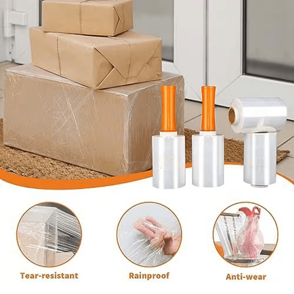 4-Pack Stretch Wrap with Handles 5 X 1000 Ft. 60-Gauge Heavy Duty Thick Plastic Wrap Roll for Moving Packing Wrapping - Image 6